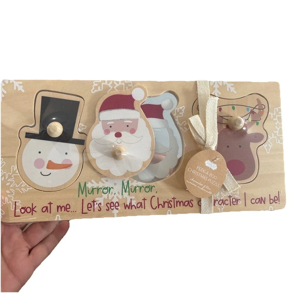 Mudpie Christmas Mirror Peak A Boo Puzzle New